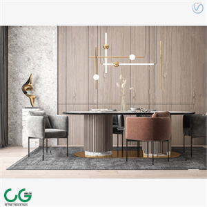 3d model of modern light luxury dining table and chairs